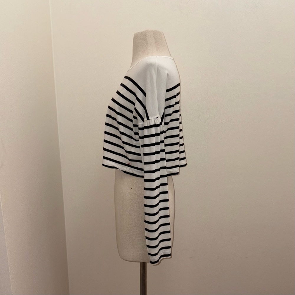 La Ligne Black and Cream Striped Long Sleeve Tee - Picture 4 of 14